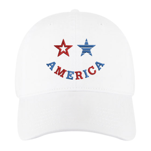 America Embroidered Dad Cap - White