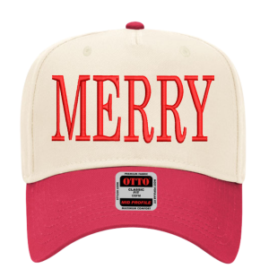 Merry Embroidered Snapback Trucker Hat - Cream / Red