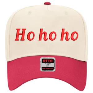 44 Ho Ho Ho Embroidered Snapback Trucker Hat - Cream / Red