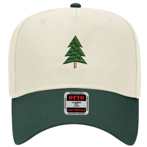 Copy of Etsy Backgrounddesigns (6) Christmas Tree Embroidered Snapback Trucker Hat - Cream / Hunter Green