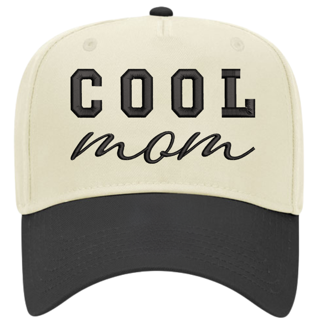 Copy of Etsy Backgrounddesigns (7) Cool Mom Embroidered Snapback Trucker Hat - Cream / Black
