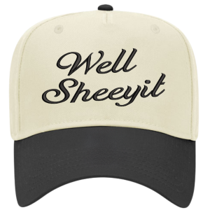 Well Sheeyit Embroidered Snapback Trucker Hat - Cream / Black