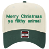Funny Christmas Quote Embroidered Snapback Trucker Hat - Cream / Hunter Green