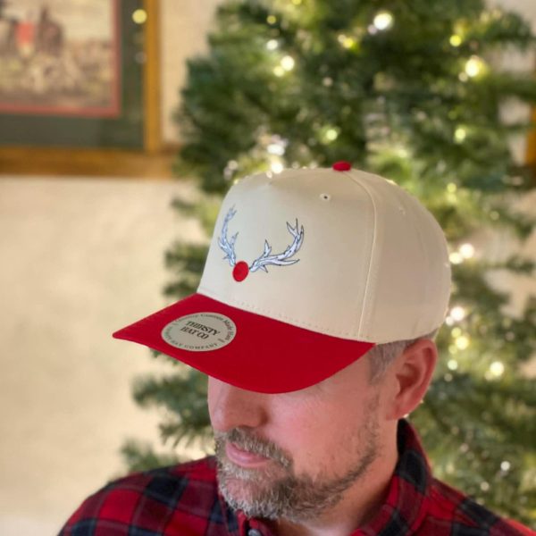 Rudolph Red Nose Reindeer Embroidered Trucker Hat detail view 2