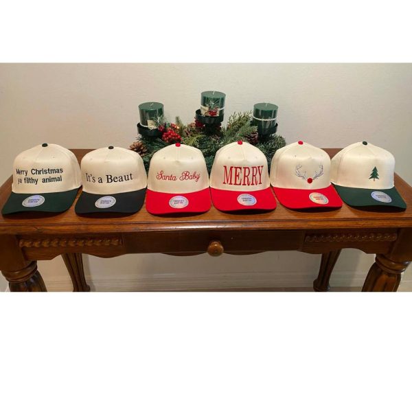 il_fullxfull.7506050688_jsiq.jpg Christmas Tree Embroidered Trucker Hat detail view 5