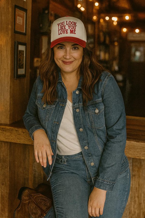 il_fullxfull.7560606559_4xph.jpg You Look Like You Love Me Embroidered Trucker Hat detail view 3